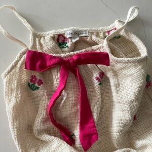 Bebe Organic Daisy embroidered floral romper sunsuit